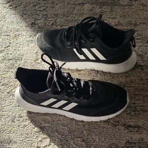 WOMEN’S US 8 | Adidas Black with White Accents Running Shoes